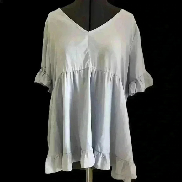 white birch Tops - White Birch Light Blue Flared Loose Top Womens Medium